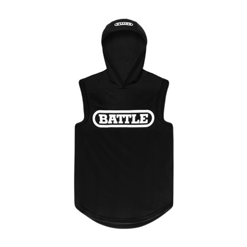 Black/White; Battle Sports Light Action Sleeveless Athletic Hoodie