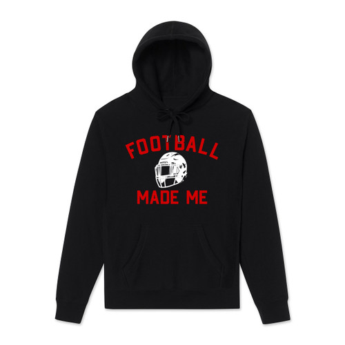 Black; Football Made Me Premium Heavyweight Hooded Sweatshirt