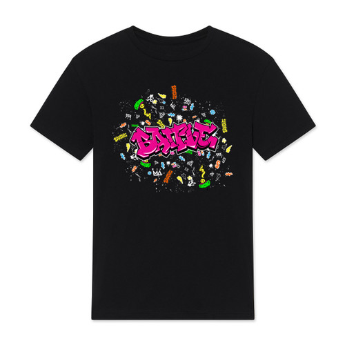 Black; Graffiti T-Shirt - Modern streetwear tee by Battle Sports with pink 'BATTLE' graffiti lettering